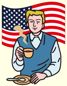 イメージ：アメリカン人とコーヒー